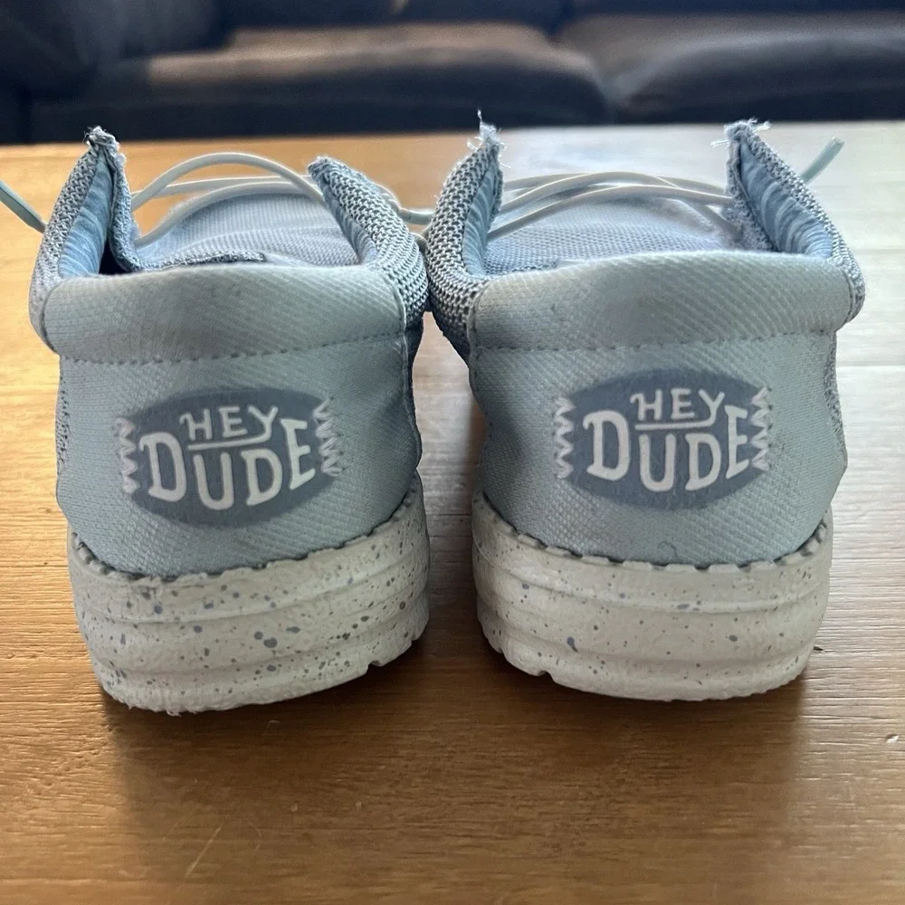 Hey Dude Wally Youth Kids J3 Cloud Blue Dawn Blue Stretch Sox Slip On Shoes EU36
